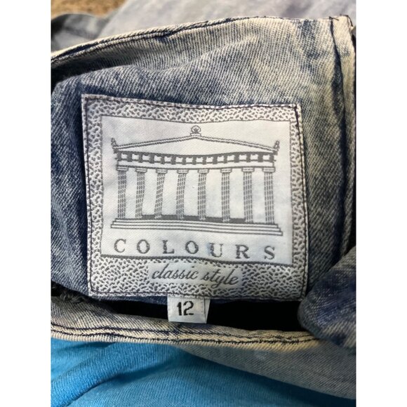 Vintage Colours Blue Denim Dress Womens 12 With Embroidered Detail & Back Zipper - Picture 6 of 16